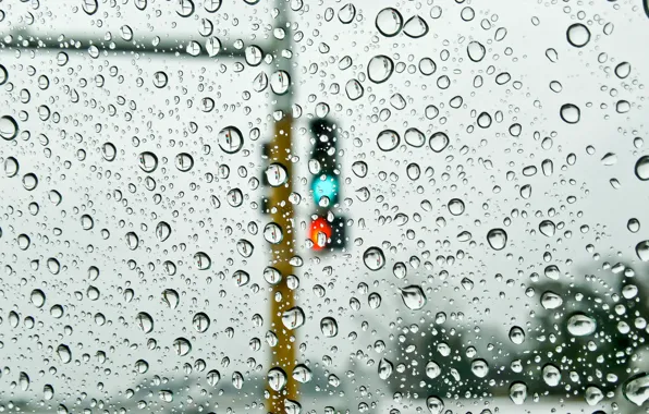 Стекло, вода, капли, дождь, улица