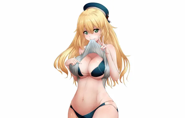 Girl, sexy, cleavage, blouse, long hair, boobs, anime, beautiful