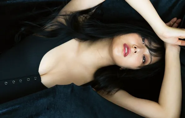 Girl, sexy, cleavage, long hair, boobs, beautiful, pretty, lips