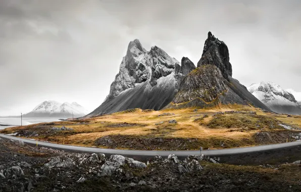 Картинка дорога, туман, гора