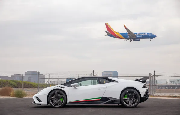 Lamborghini, Vorsteiner, White, Side, Plane, Lamborghini Huracan, Huracan EVO RWD, Vorsteiner Lamborghini Huracan EVO RWD …