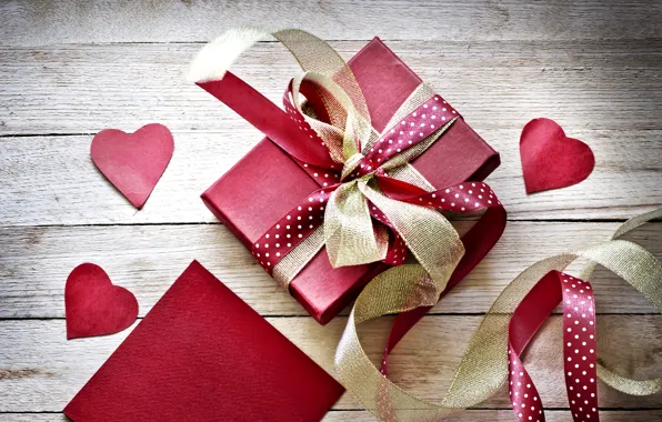 Ленты, праздник, коробка, подарок, розовая, сердечки, День святого Валентина