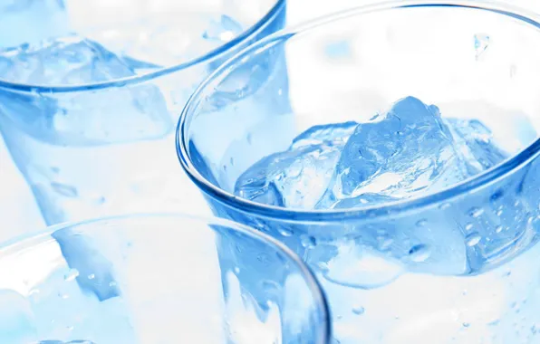 Лед, синий, стаканы