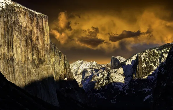 Горы, природа, Yosemite Sunset