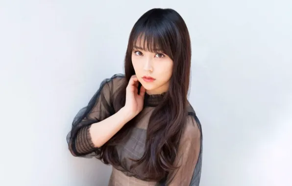Girl, blouse, long hair, beautiful, pretty, lips, face, asian