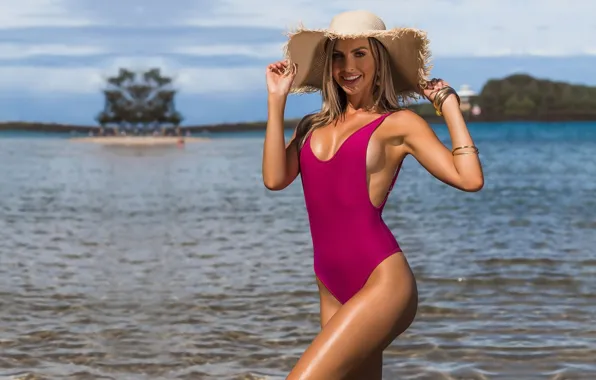 Girl, sexy, cleavage, river, long hair, boobs, beautiful, pretty