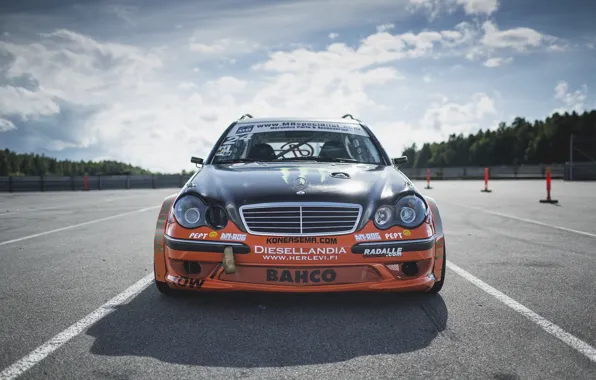 Drift, mercedes-benz, orange, wagon, W203
