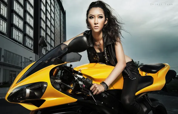 Картинка мотоцикл, азиатка, Yamaha YZF-R1, Kelly Khoa Nguyễn