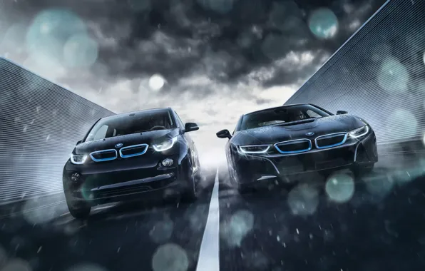 Гонка, трасса, BMW-i8, BMW-i3