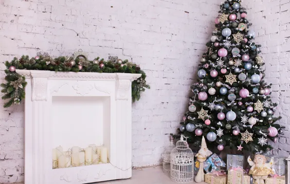 Картинка украшения, комната, игрушки, елка, Новый Год, Рождество, white, Christmas