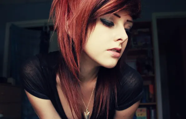 Девушка, Взгляд, Красные волосы