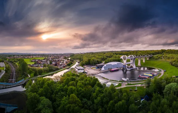 Шотландия, панорама, Фолкеркское колесо