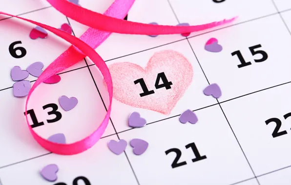 Любовь, ленты, романтика, сердечки, love, День святого Валентина, hearts, 14 февраля