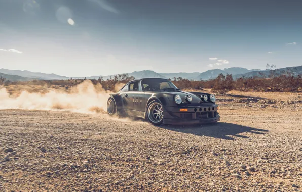 Горы, Пыль, 911, Porsche, Пустыня, Карера, Дрифт, Гравий