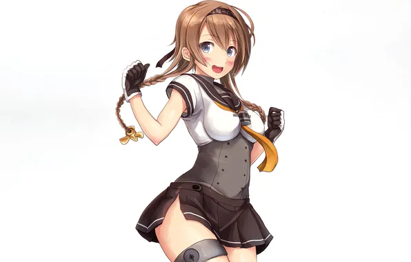Girl, school uniform, long hair, brown hair, anime, beautiful, purple eyes, pretty