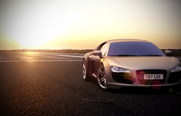 Картинка Солнце, Небо, Ауди, Sun, Суперкар, Supercar, Audi. R8