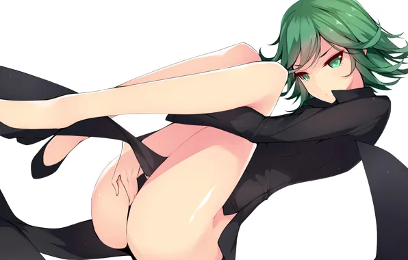 Girl, sexy, ass, panties, green eyes, dress, anime, beautiful