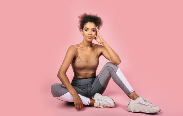 Girl, black woman, athlete, sneakers, sportswear