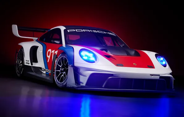 Картинка 911, Porsche, headlights, Porsche 911 GT3 R rennsport