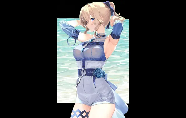 Girl, sexy, wet, beach, Anime, Jean, genshin impact, genshin