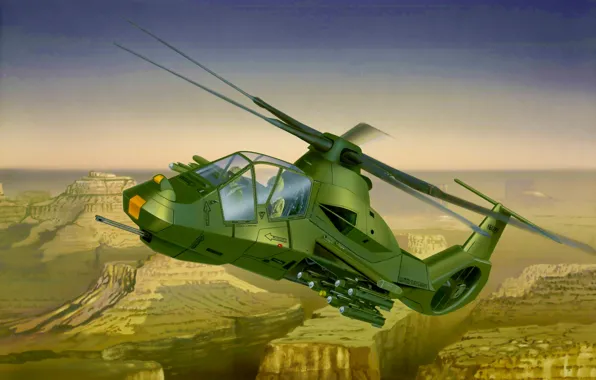Картинка war, art, airplane, helicopter, RAH-66 Comanche