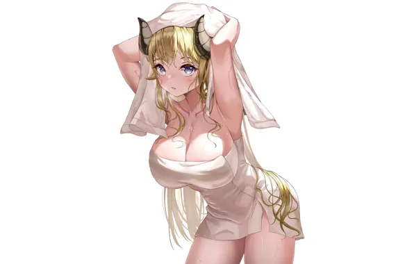 Kawaii, girl, sexy, horns, anime, bath, babe, cute