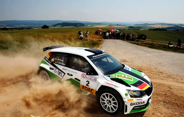 Картинка Пыль, Rally, Ралли, Skoda, Fabia, Шкода