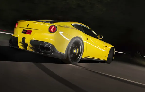 Картинка Ferrari, yellow, back, f12, berlinetta, novitec rosso