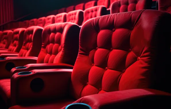 Cinema, red, armchairs