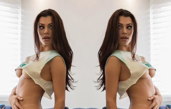 Sexy, blouse, nipples, boobs, brunette, erotic, breasts