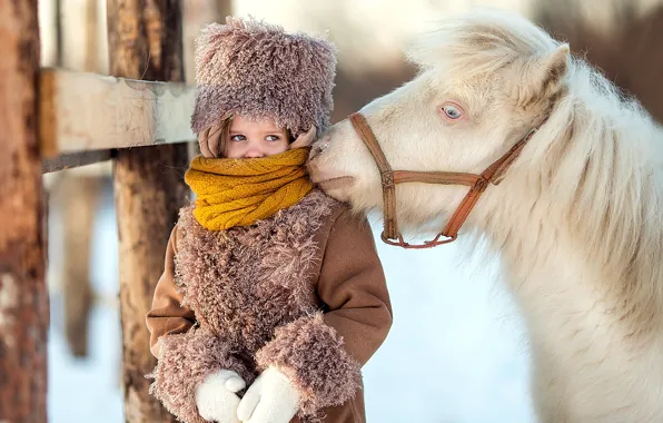 Картинка girl, horse, winter