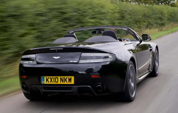 Aston Martin, Roadster, автомобиль, V8 Vantage, black, задок, N420