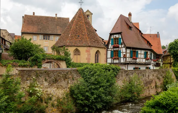 Город, дома, крыши, France, Alsace, Kayserberg, архитекктура