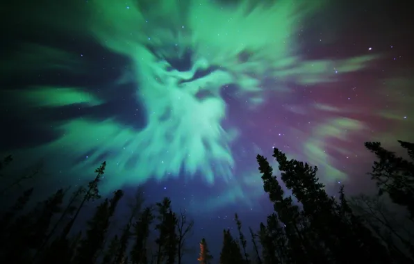 Звезды, природа, северное сияние, Aurora Borealis