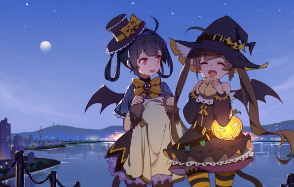 Девочки, арт, хеллоуин, Azur Lane
