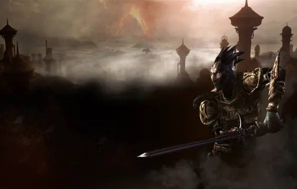 Картинка туман, меч, Morrowind