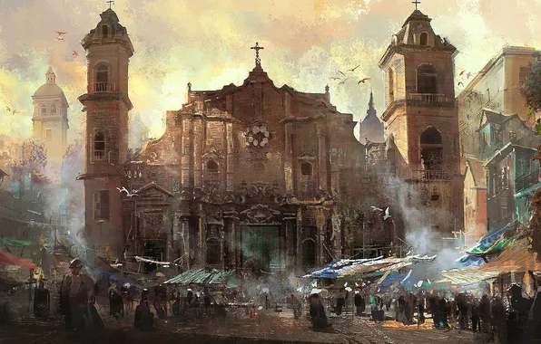 Картинка город, здание, церковь, Assassins Creed IV Black Flag