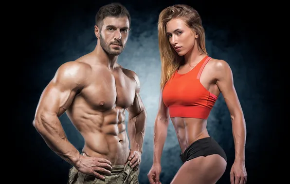 Картинка couple, body, competition, bodybuilding, caucasian, bodybuilder, diet