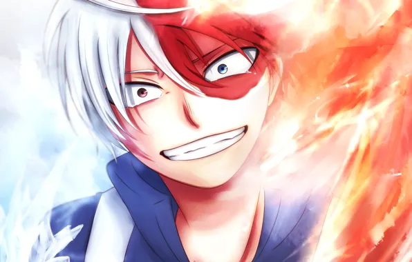 Арт, парень, Boku no Hero Academia, Тодороки Шото, Моя геройская акадеимя