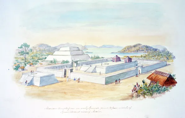 Картинка C.H.S Watercolors, from early Spanish, Mexican temple