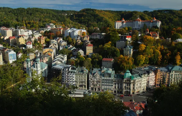 Чехия, панорама, Карловы Вары, Карлсбад
