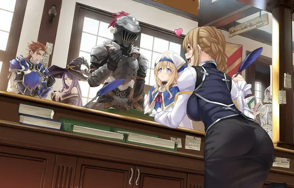 Девушки, злость, парни, рыцарь, сердечко, Goblin Slayer, Убийца гоблинов