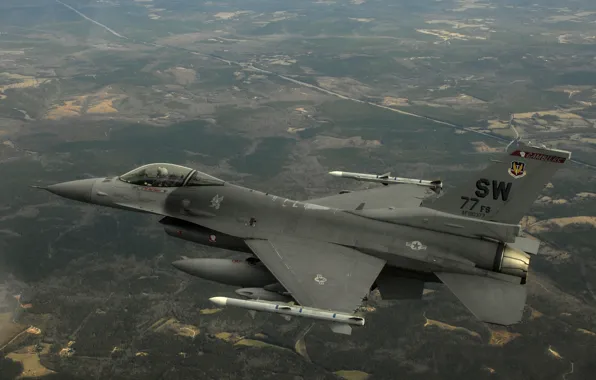 Картинка полет, ракеты, бомбы, Fighting Falcon, U.S. Air Force, F-16CJ, Shawe Air Force Base