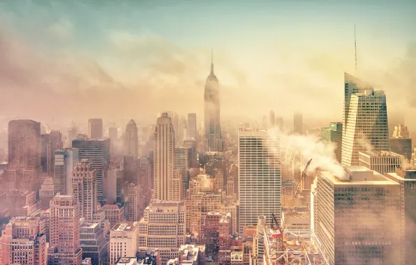 Картинка дым, Нью-Йорк, Манхэттен, Manhattan, смог