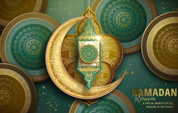 Картинка круги, узоры, месяц, фонарик, религия, Рамадан