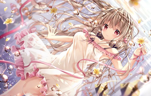 Картинка girl, sexy, dress, brown hair, boobs, anime, beautiful, pretty