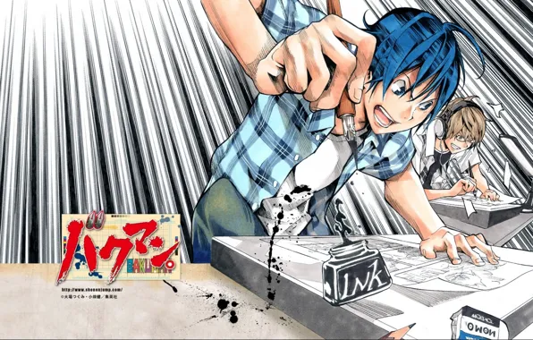 Перо, манга, чернила, Bakuman, mashiro moritaka, akito tacagi