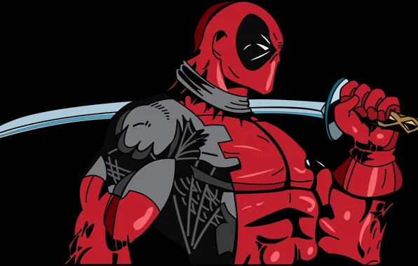 Меч, red, marvel, deadpool