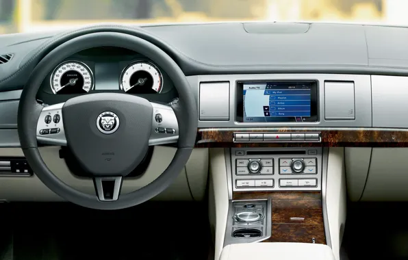 Jaguar, руль, салон, приборная панель