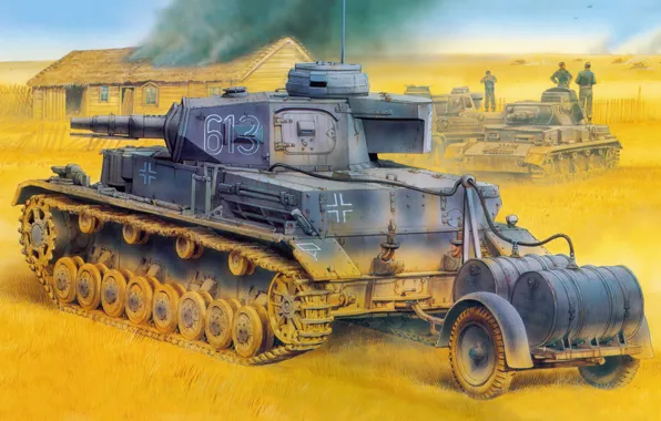 Картинка рисунок, танк, немцы, вторая мировая война, вермахт, средний, Tauchpanzer, панцер 4